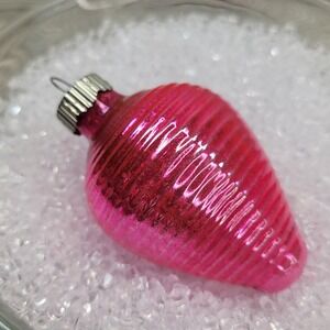 Shiny Brite Pink Ribbed Chinese Lantern Mercury Glass Christmas Ornament‎ Vtg